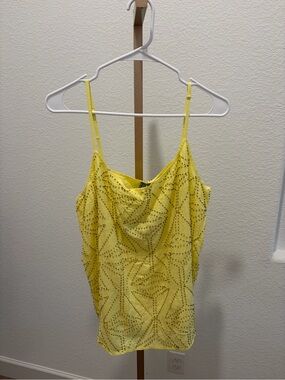 Blank London Yellow Beaded Spaghetti Strap Women’s Tank Top size large nwt
